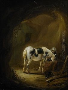 Man Med Turban Vid En Vit Hast by Pieter Cornelius Verbeeck