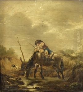 Paysage Avec Un Homme Pret A Monter Sur Un Cheval by Pieter Cornelius Verbeeck