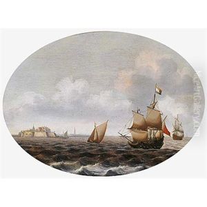 Barcos Frente Al Fuerte De Rammenkens En Middelburg by Pieter Cornelius Verbeeck