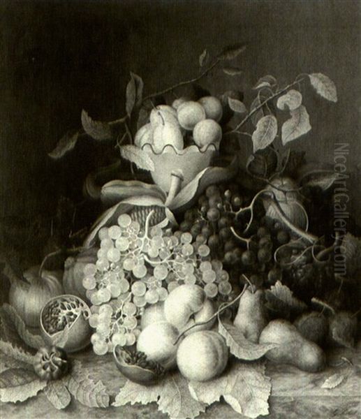 A Still Life With Fruit On A Marble Ledge - view 1