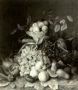 A Still Life With Fruit On A Marble Ledge by Gijsberta Verbeet