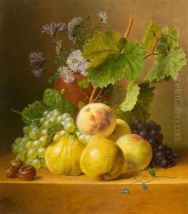 Still Life Of Fruits With Quinces And Peaches On A Stone Plinth