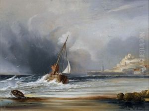 Strandpartie Mit Einem Fischerboot by Louis Verboeckhoven the Younger