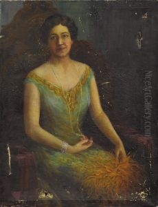 Portrait Of A Lady With Necklace And Ostrich Feathers
