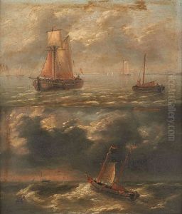 Marine Par Petit Temps Et Par Temps D"orage (2 Works) by Louis Verboeckhoven