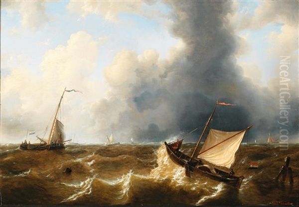 Sailing Boats On Stormy Seas - view 1
