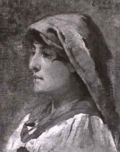 Brustbild Einer Jungen Romerin Im Profil by Emile Verbrugge
