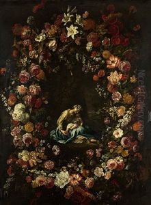 Virgen Con Nino En Guirnalda De Flores by Gaspar Pieter Verbrueggen the Elder