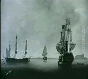 Drei Hollandsiche Kreigsschiffe An                          Der Kuste by Jan Verbruggen the Elder