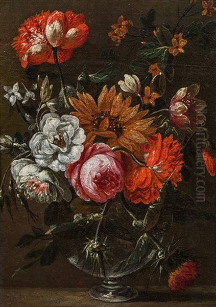 Flowers In A Glass Vase - view 1