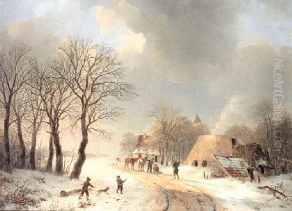 Winter Landscape With Figures By A Kiln - view 1