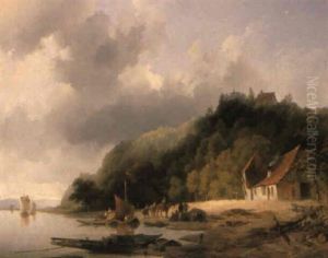 Fisherfolk At A Lakeside Cottage