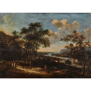 Landschaft Mit Reisenden Und Fluss Landschaft Mit Reisenden Und Fluss