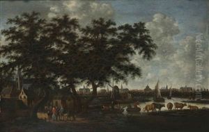 Vue D'une Ville Hollandaise Depuis Les Bords D'une Riviere Vue D'une Ville Hollandaise Depuis Les Bords D'une Riviere