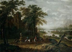 Une Halte De Cavaliers Au Pied D'une Fontaine Une Halte De Cavaliers Au Pied D'une Fontaine