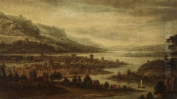 Landscape With A City By A River - view 1