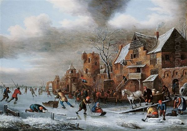 Winterlandschaft Mit Reicher Figurenstaffage - view 1