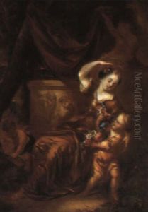 Lady With Garlands, A Putto And Cupid
