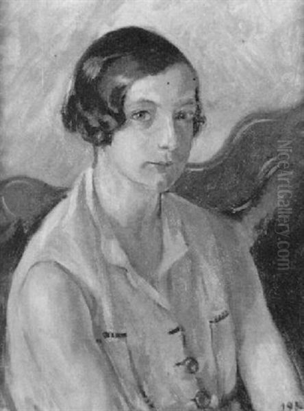 Retrato De Mujer Joven Con Vestido Rosa - view 1