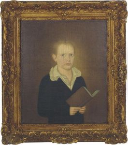 Portrait Of A Boy Holding A Book by John Brewster Jr.