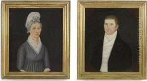 Portrait Of A Young Woman In A Gray Dress And White Cap by John Brewster Jr.