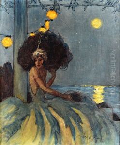 Elegante Devant La Mer by Jules Victor Verdier