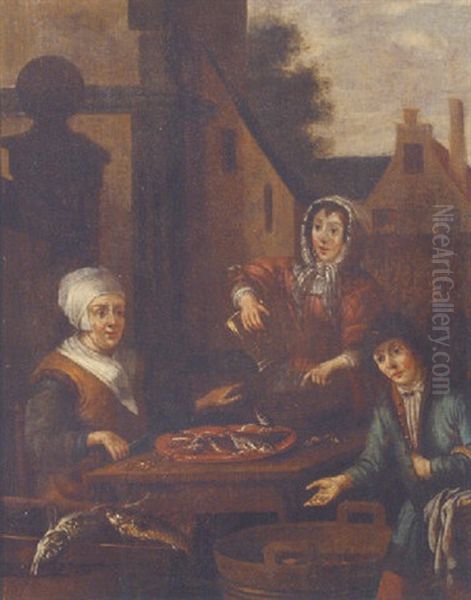Fishwives Gutting Fish - view 1