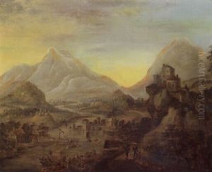 A Rhenish Landscape With Numerous Figures