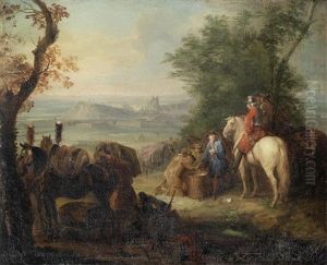 Soldiers Playing Cards Before A Besieged City