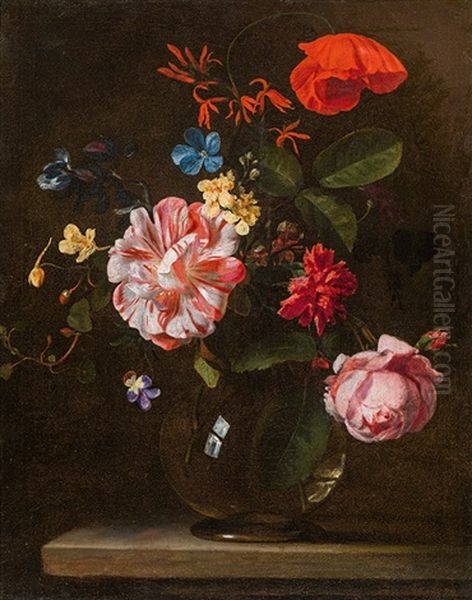 Flowers In A Glass Vase - view 1