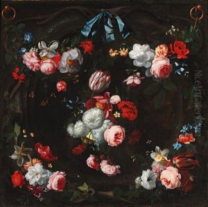 A Floral Garland by Herman Verelst