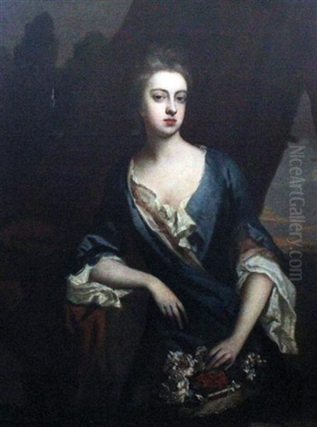 Portrait Of Lady Rachell Russell, Standing With A Basket Of Flowers - view 1