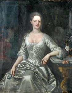 Lady Henrietta Churchill, Later 2nd Duchess Of Marlborough And Countess Of Godolphin, Wearing A Silver Dress, And Holding Flowers In Her Hand