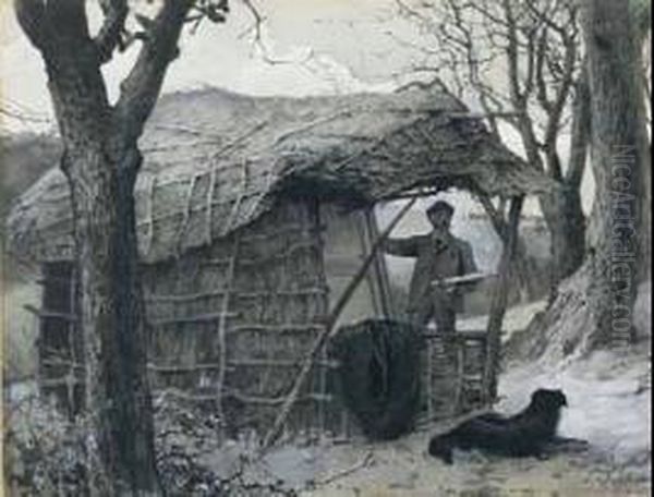 Sketching Under Shed,winter In The Country - view 1