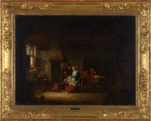 Kucheninterieur Mit Familie Kucheninterieur Mit Familie