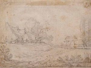 Niederlandische Landschaft Mit Bauernhausern by Carl Breydel