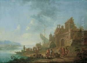 Vier Flusslandschaften Mit Reicher Figurenstaffage. Vier Flusslandschaften Mit Reicher Figurenstaffage.