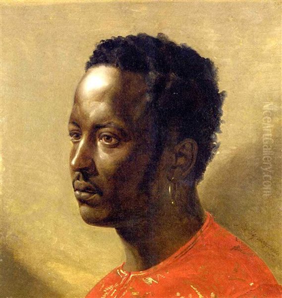 Portrait Of A Man In A Gold Embroidered Red Shirt - view 1