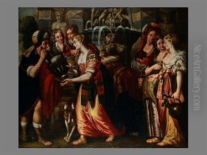 Die Sieben Tochter Des Reguel (jitro) Geben Moses Zu Trinken by Pierre Jean Joseph Verhaegen