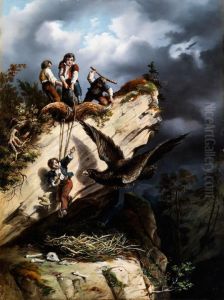 Knaben Beim Ausheben Eines Adlernestes by Jan Hendrick Breyer