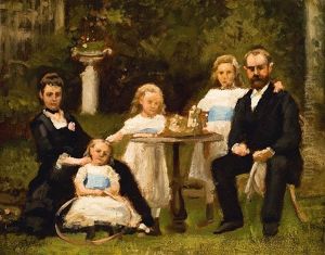 Portrait De Famille Dans Le Jardin