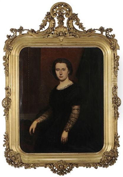 Portrait Of A Lady In Black Lace-trimmed Gown - view 1