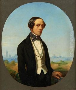 Portrait Masculin Sur Fond De Ville by Jan Frans Verhas