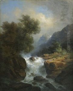 Sturzbach Im Hochgebirge by Theodor Verhas