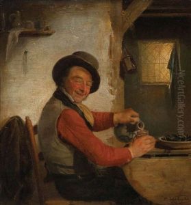 Homme Degustant Des Moules Et Du Vin