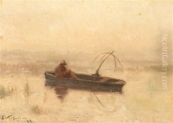 Fisherman In A Sloop With His Hand Lift Net (1899) - view 1