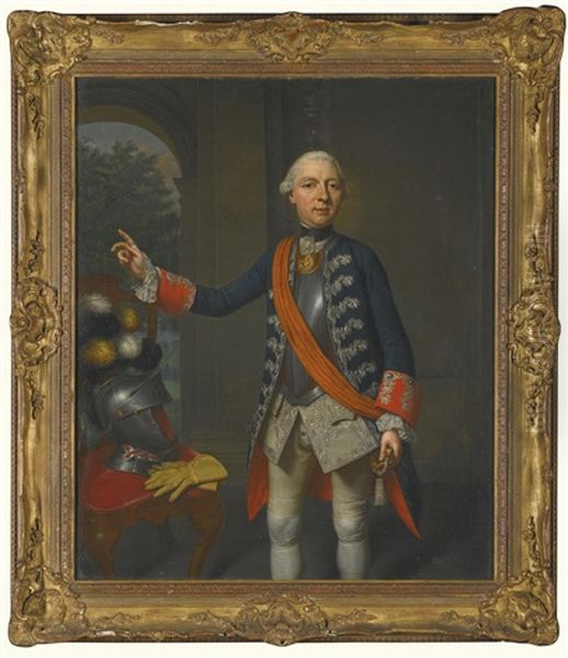 Portrait Of Friedrich Wilhelmm Ernst Zu Schaumburg-lippe (1724-1777), Three-quarter Length, In Red And Blue Frockcoat With Silver Embroidery - view 1