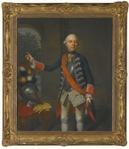 Portrait Of Friedrich Wilhelmm Ernst Zu Schaumburg-lippe (1724-1777), Three-quarter Length, In Red And Blue Frockcoat With Silver Embroidery by Mattheus Verheyden