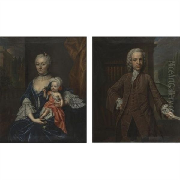 Portrait Of A Man (+ Portrait Of A Woman Holding A Child; Pair) - view 1