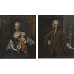 Portrait Of A Man (+ Portrait Of A Woman Holding A Child; Pair) by Mattheus Verheyden
